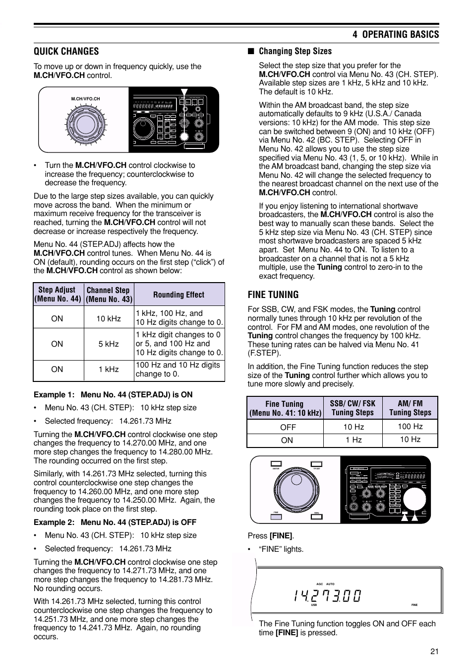 Fine tuning, Quick changes, 4 operating basics | Kenwood TS-870S User Manual | Page 27 / 104