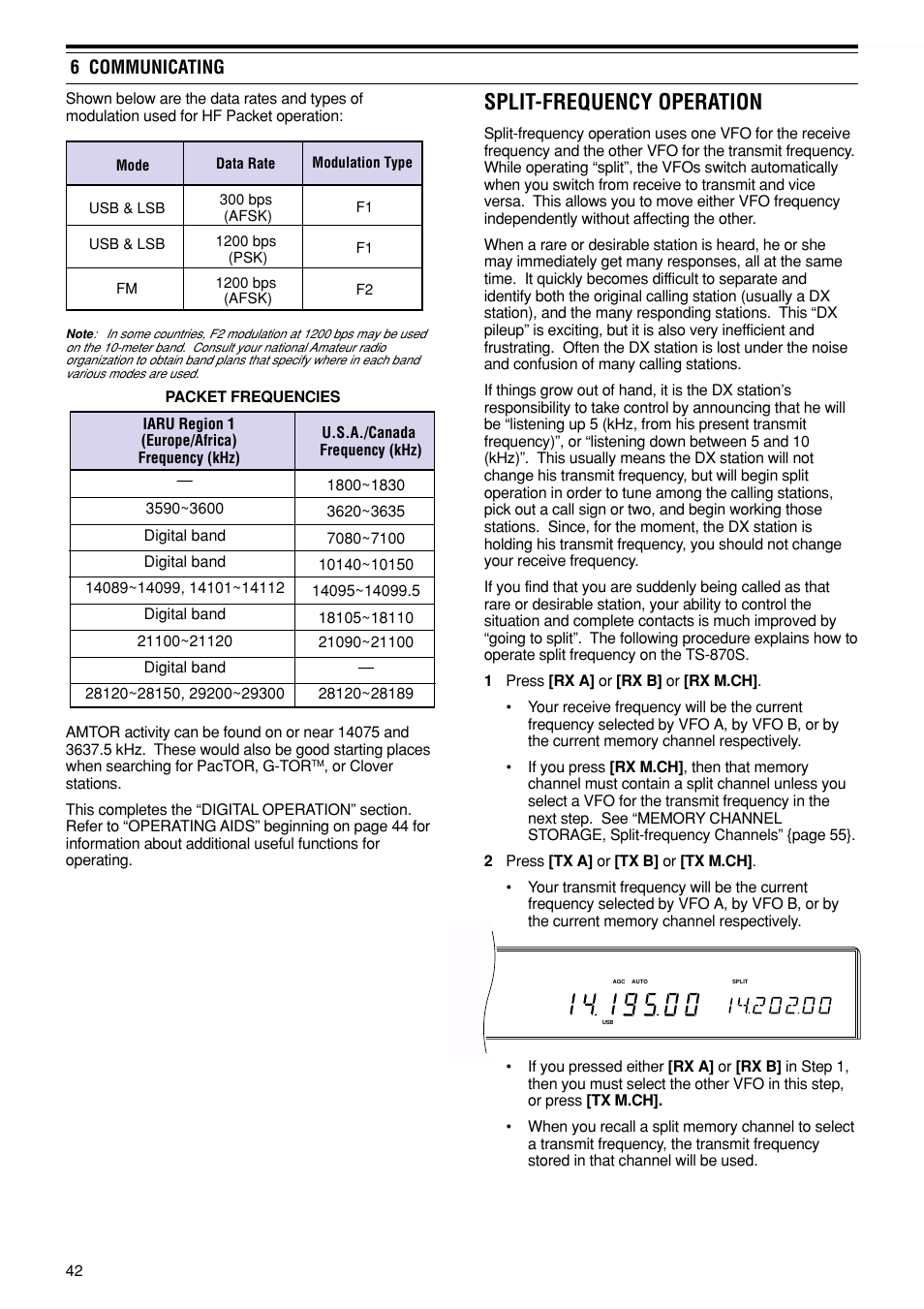 Split-frequency operation, 6 communicating | Kenwood TS-870S User Manual | Page 48 / 104