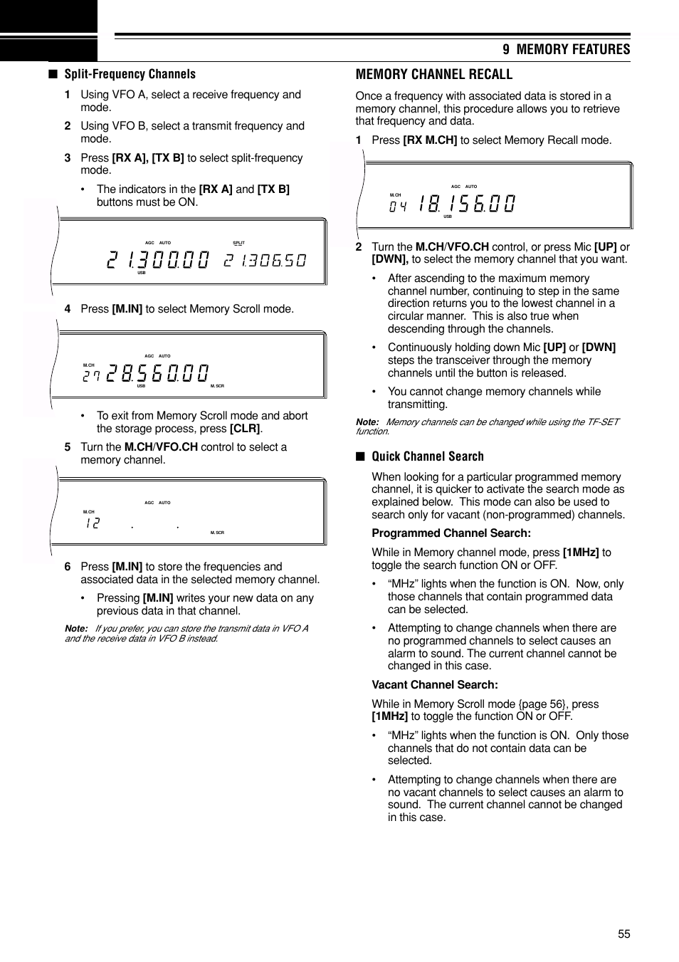 Split-frequency channels, Quick channel search | Kenwood TS-870S User Manual | Page 61 / 104