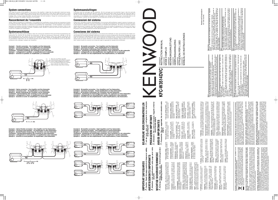 Kenwood KFC W3514DVC User Manual | 2 pages