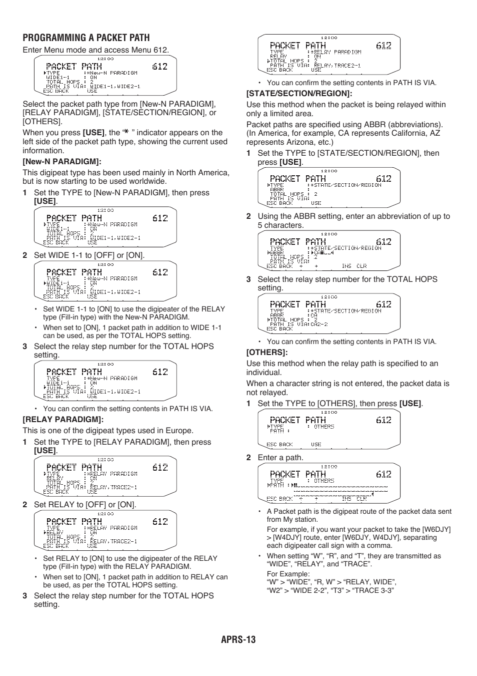 Aprs- programming a packet path | Kenwood RC-D710 User Manual | Page 50 / 66