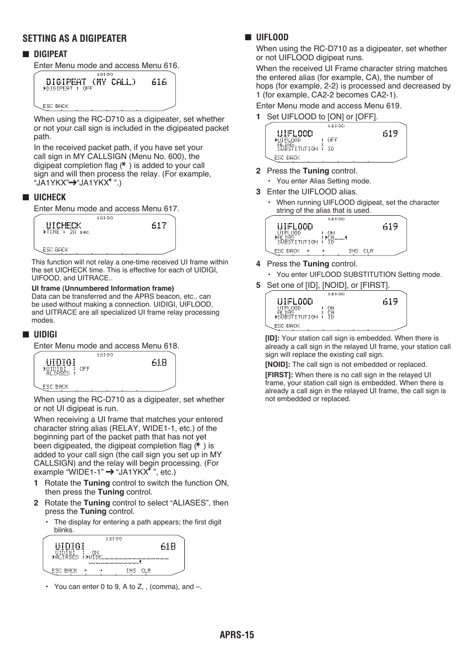 Aprs- setting as a digipeater | Kenwood RC-D710 User Manual | Page 52 / 66