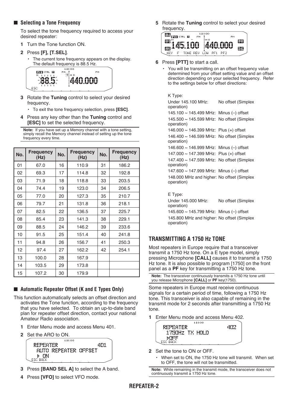 Repeater, Transmitting a 750 hz tone | Kenwood RC-D710 User Manual | Page 6 / 66