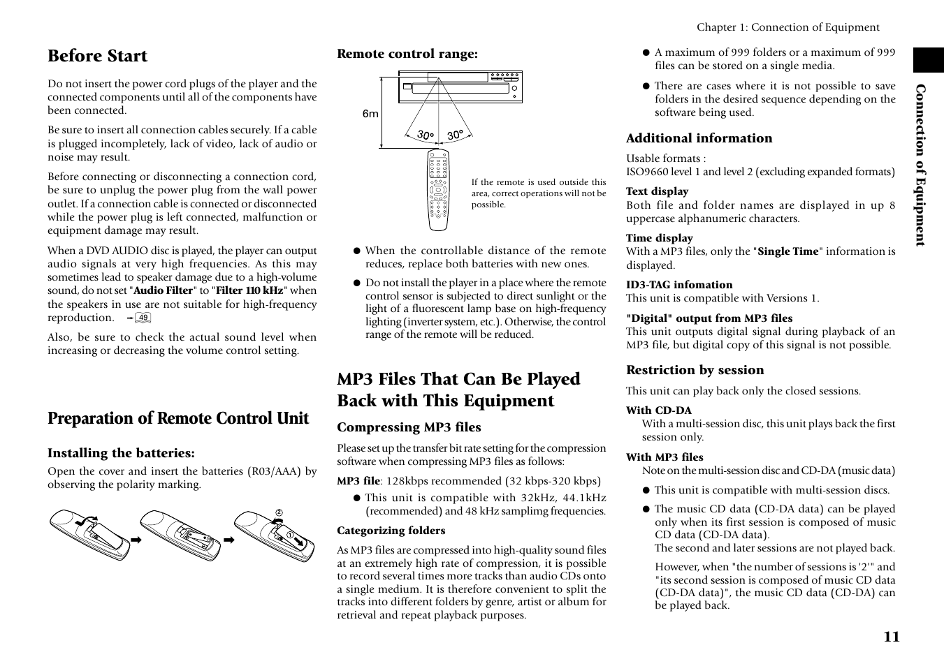 Before start, Preparation of remote control unit | Kenwood DV-6050 User Manual | Page 11 / 68