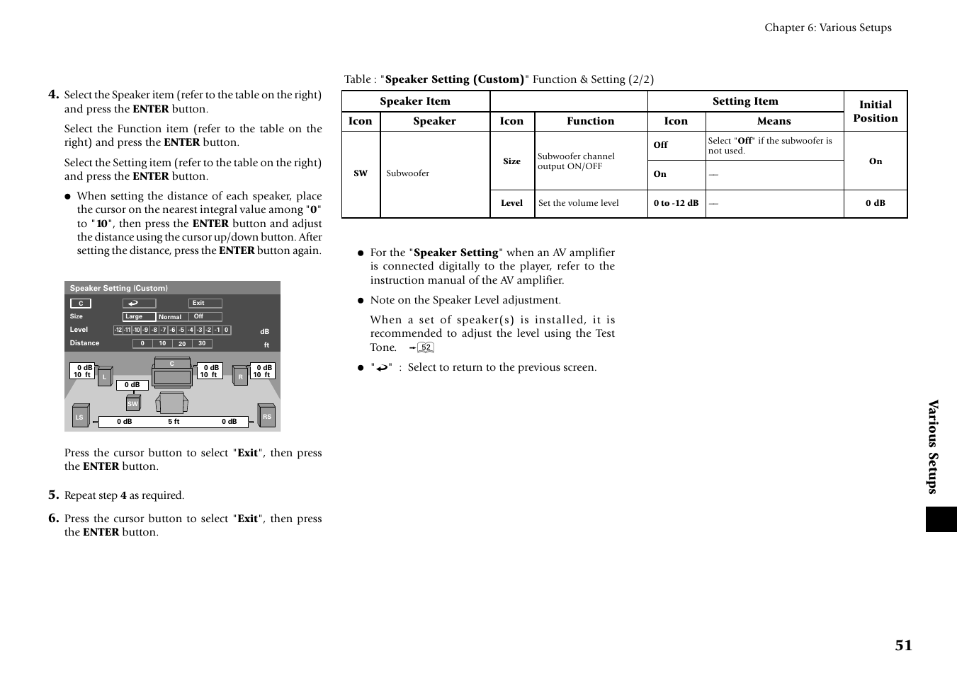 Various setups | Kenwood DV-6050 User Manual | Page 51 / 68