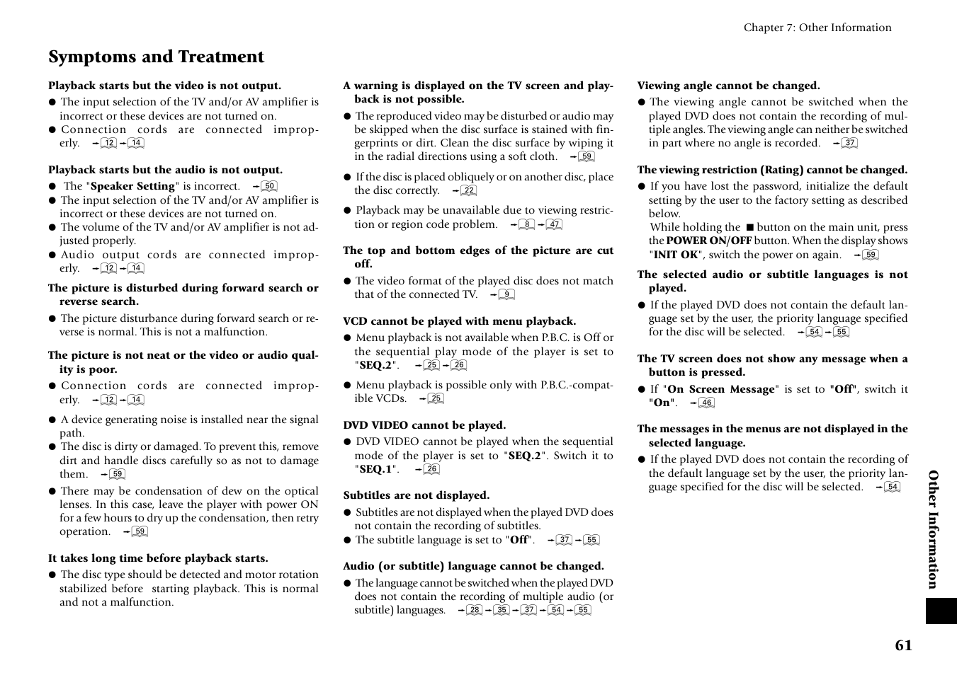 Symptoms and treatment | Kenwood DV-6050 User Manual | Page 61 / 68