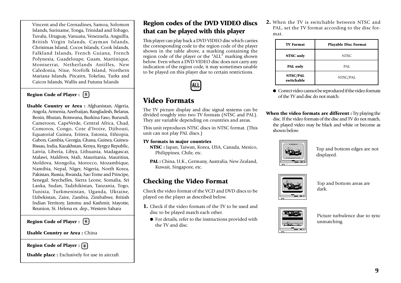 Video formats, Checking the video format | Kenwood DV-6050 User Manual | Page 9 / 68