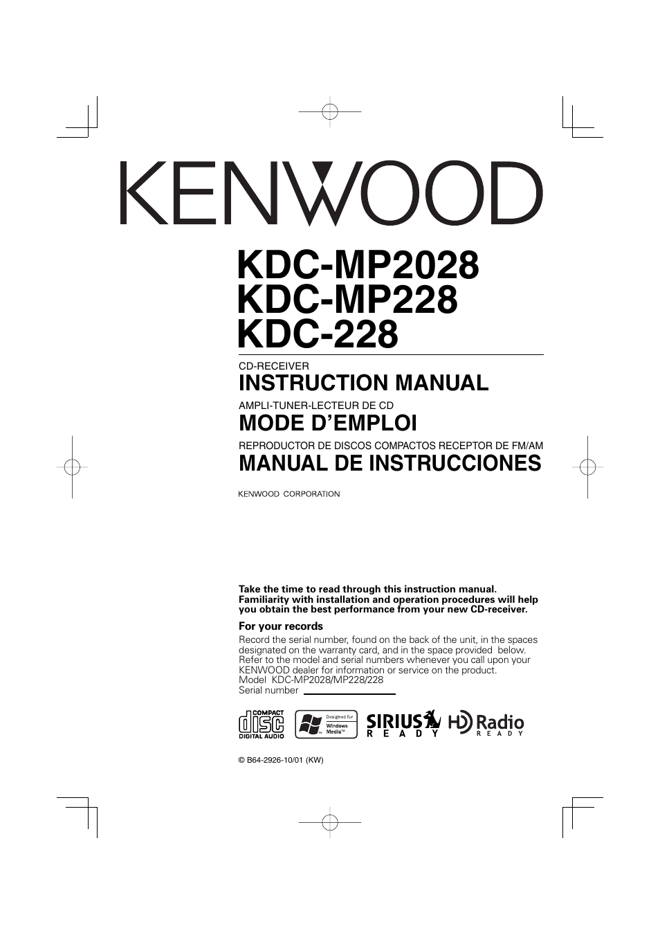 Kenwood KDC-228 User Manual | 96 pages