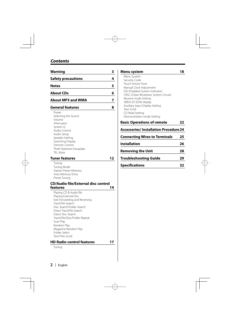 Kenwood KDC-228 User Manual | Page 2 / 96