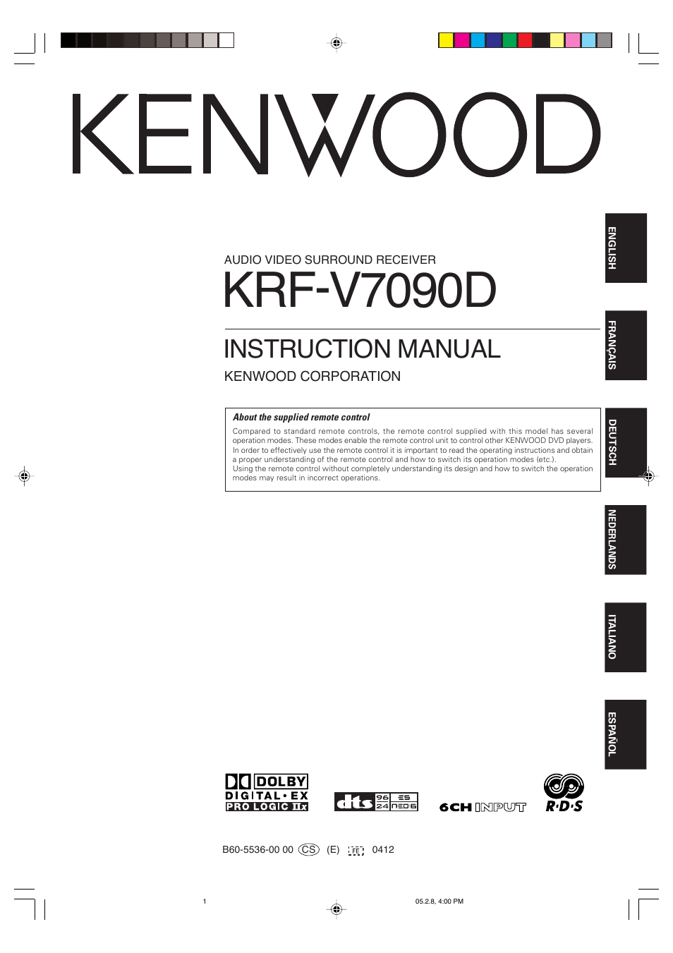 Kenwood KRF-V7090D User Manual | 40 pages