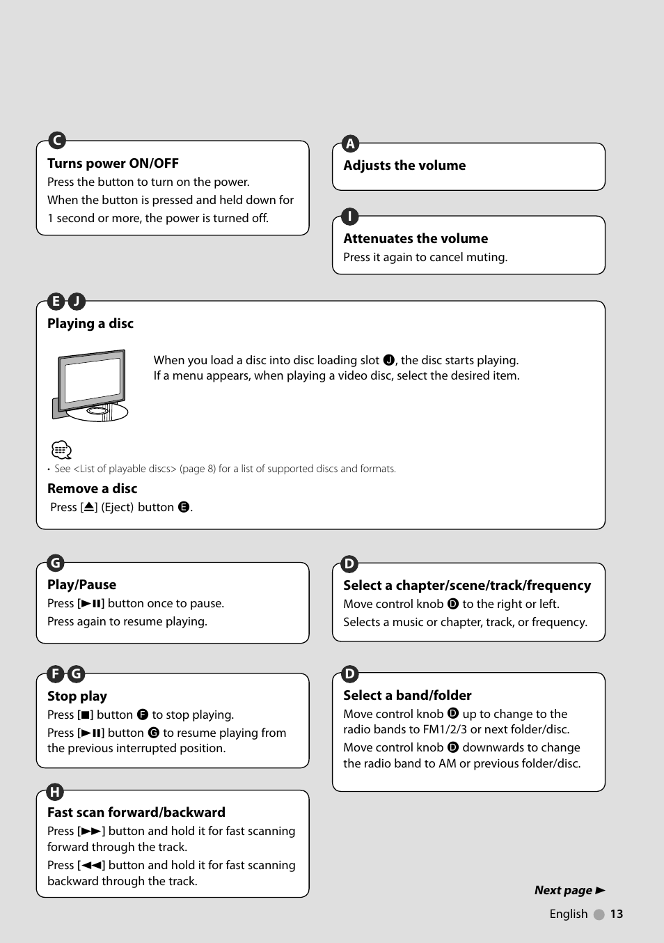 Music disc play | Kenwood KVT-729DVD User Manual | Page 13 / 100