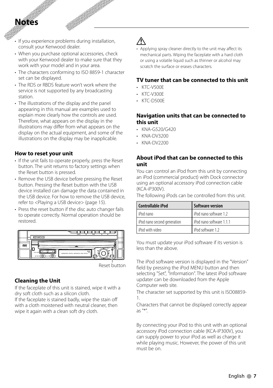 Kenwood KVT-729DVD User Manual | Page 7 / 100