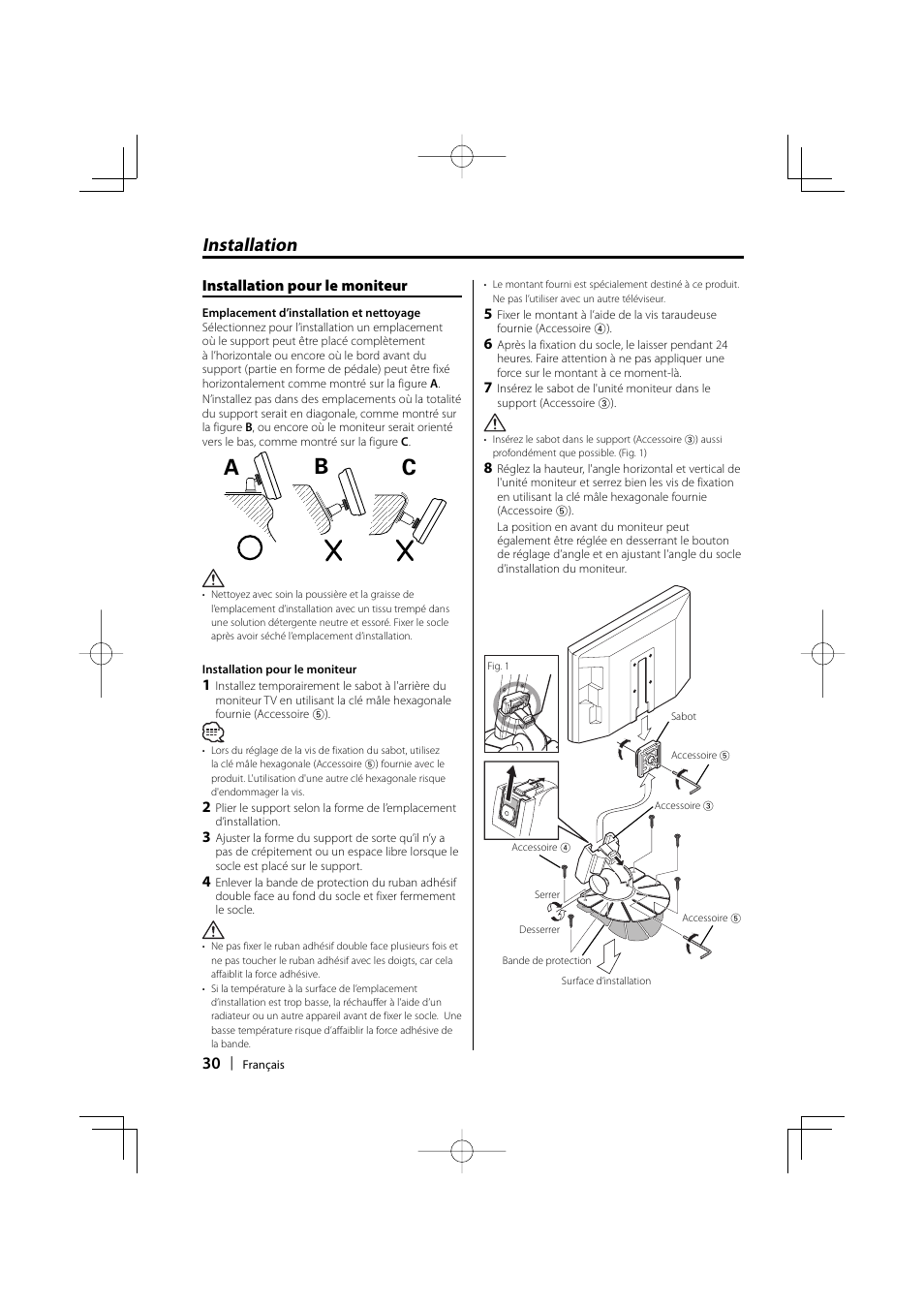 Ab c, Installation | Kenwood LZ-702W User Manual | Page 30 / 132