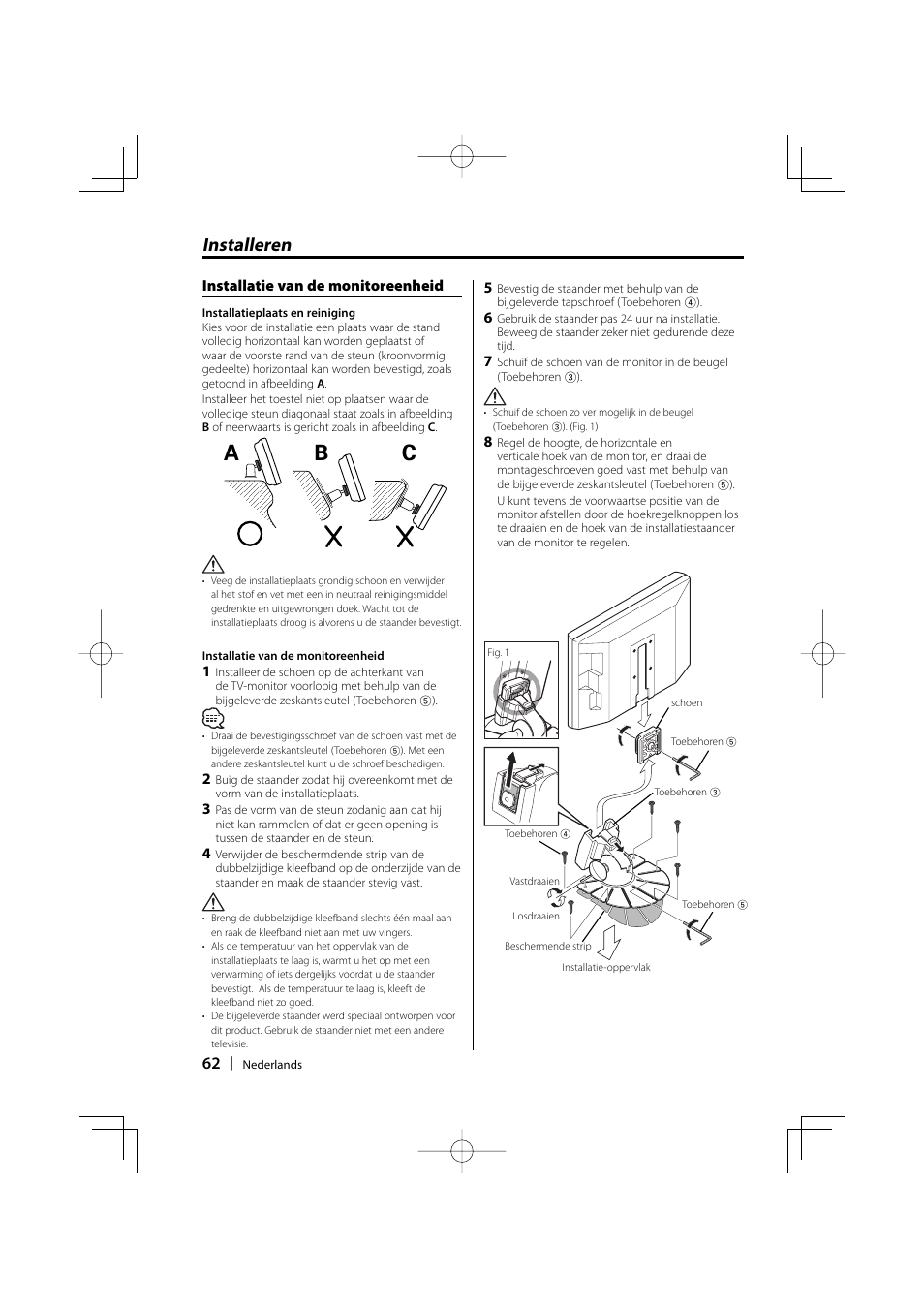 Ab c, Installeren | Kenwood LZ-702W User Manual | Page 62 / 132