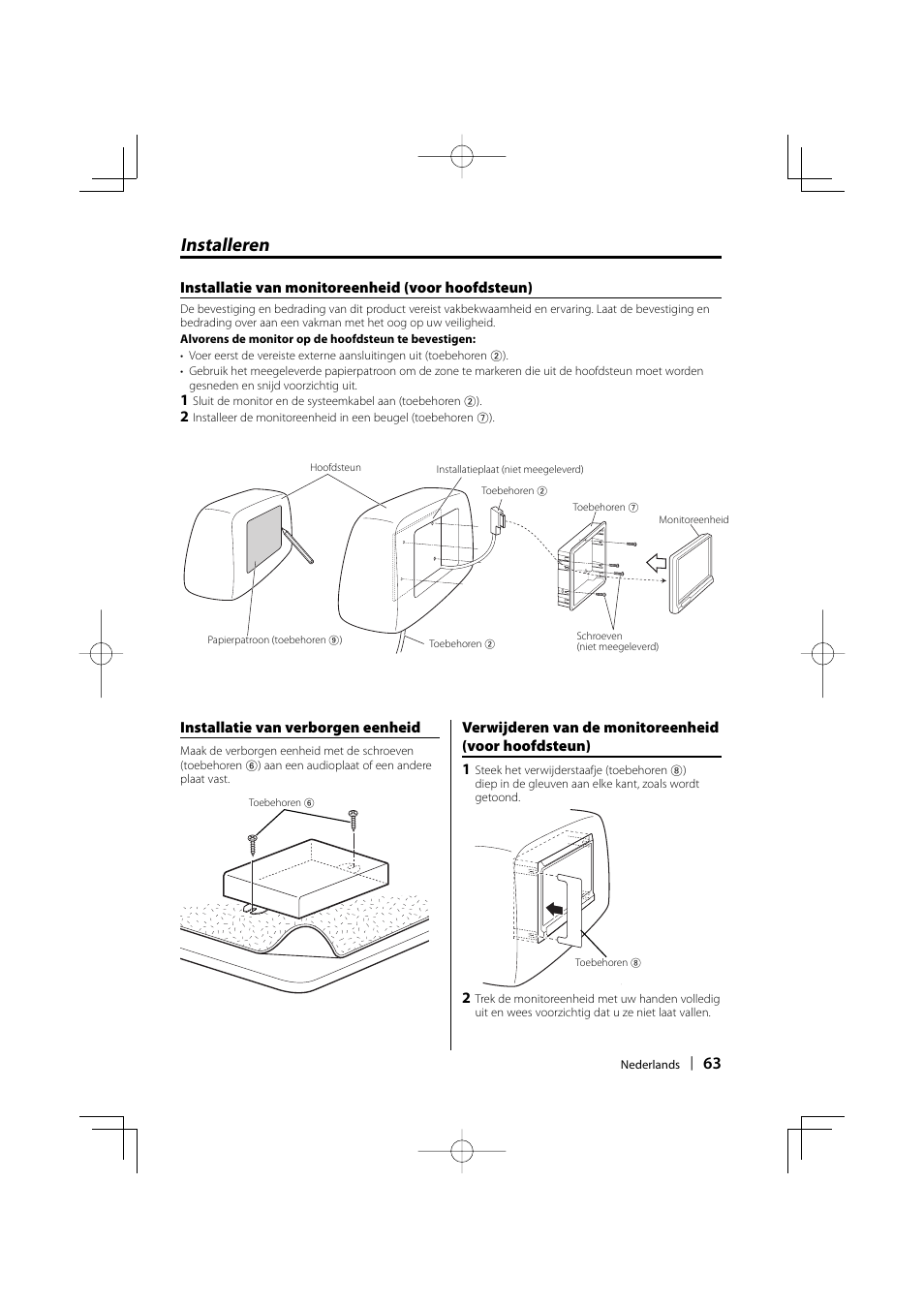 Installeren | Kenwood LZ-702W User Manual | Page 63 / 132