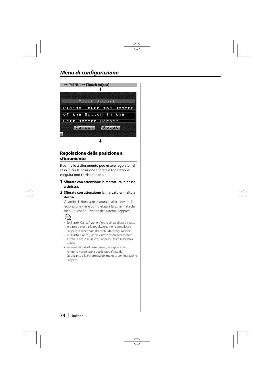 Menu di configurazione | Kenwood LZ-702W User Manual | Page 74 / 132