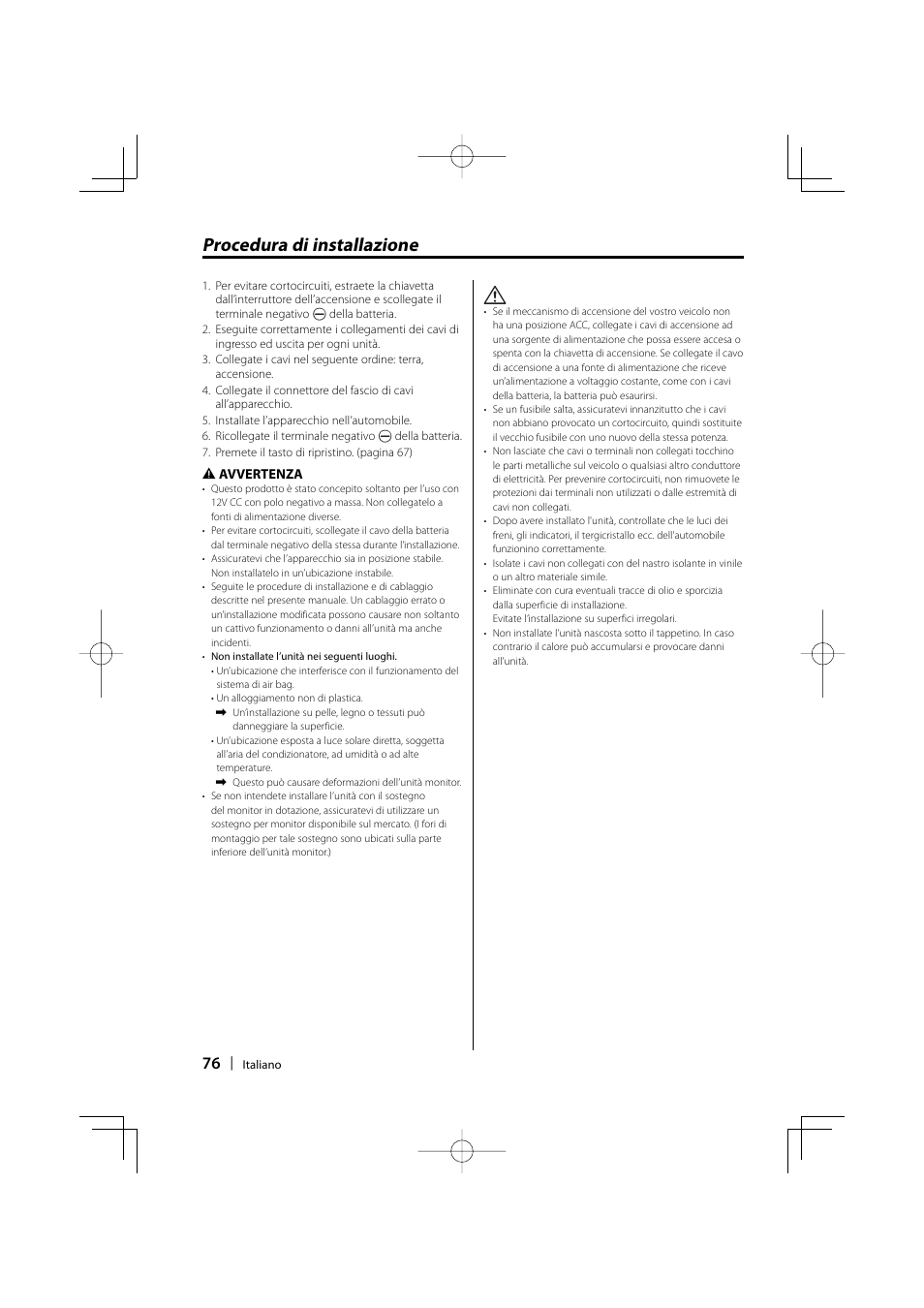 Procedura di installazione | Kenwood LZ-702W User Manual | Page 76 / 132
