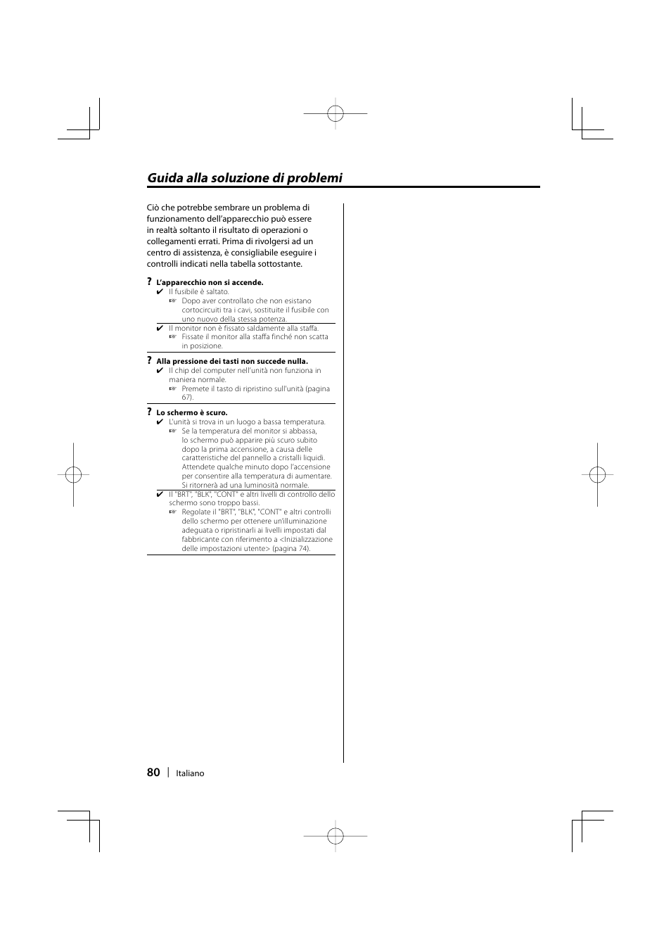 Guida alla soluzione di problemi | Kenwood LZ-702W User Manual | Page 80 / 132