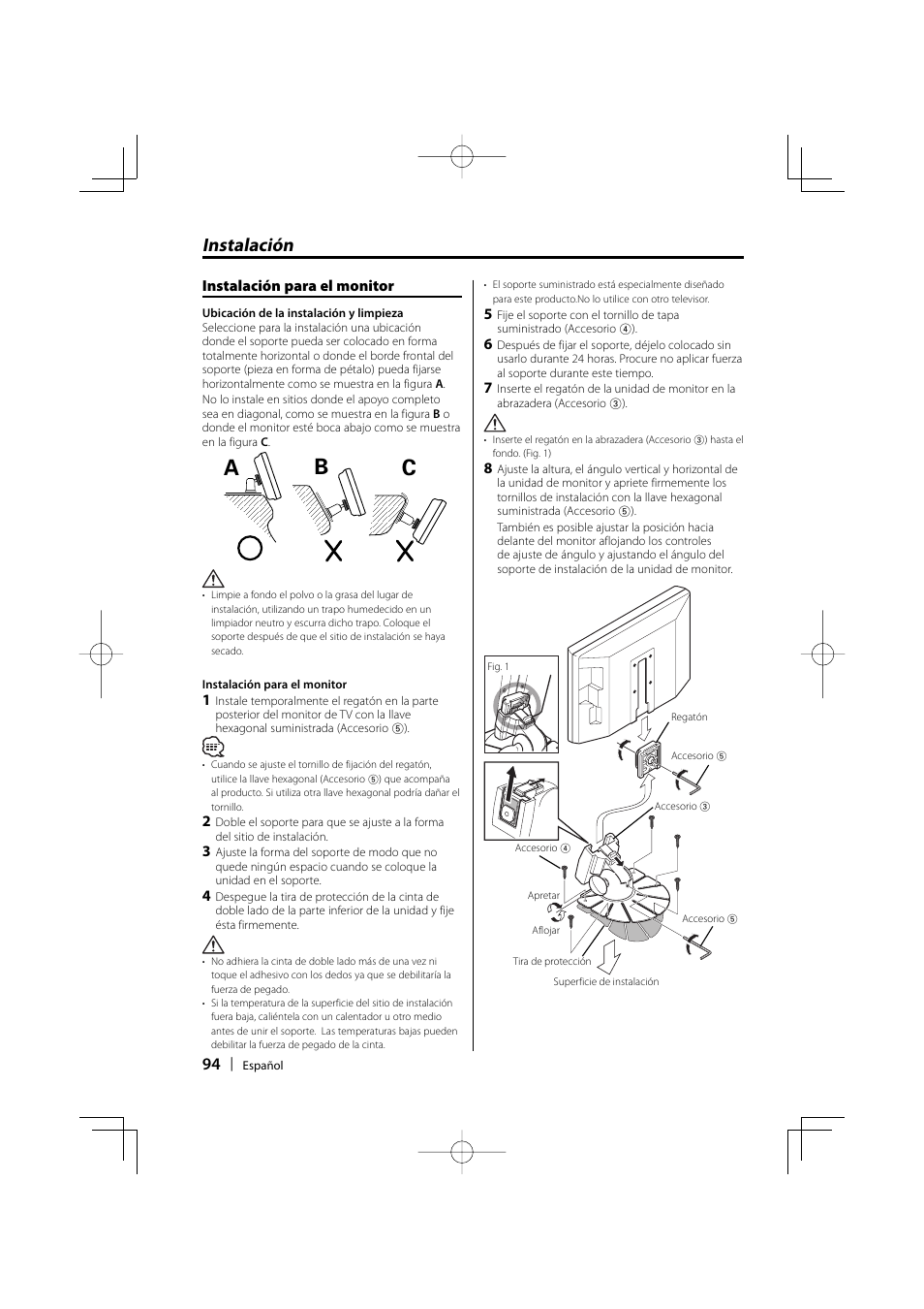 Ab c, Instalación | Kenwood LZ-702W User Manual | Page 94 / 132