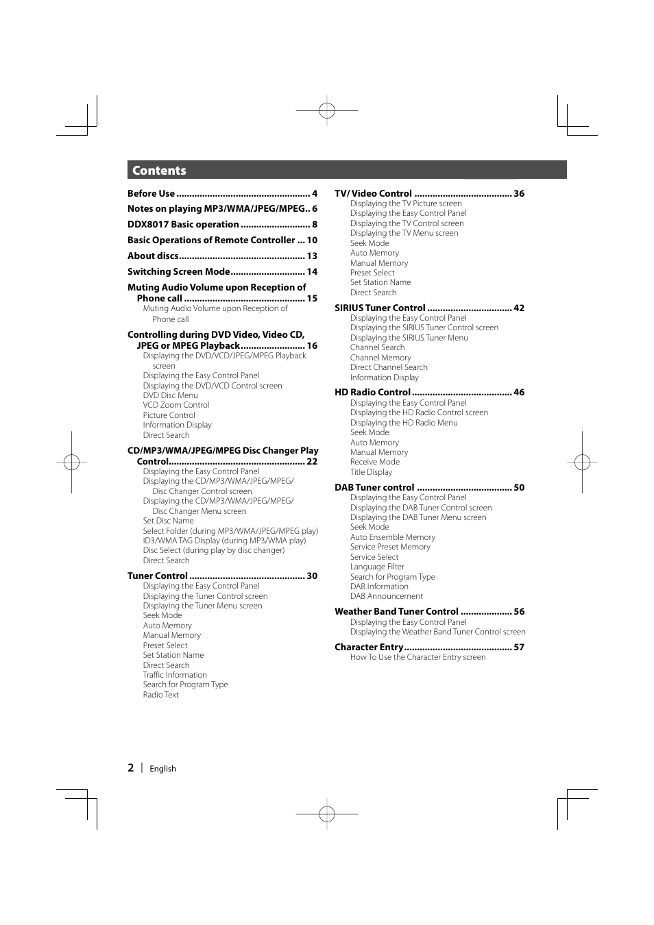 Kenwood DDX8017 User Manual | Page 2 / 108