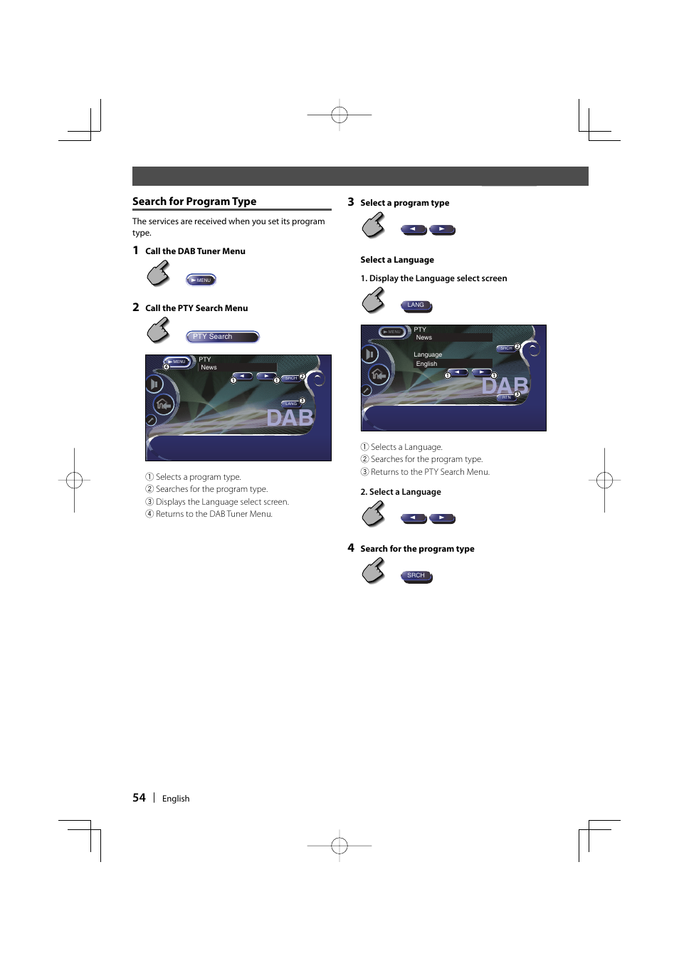 Search for program type | Kenwood DDX8017 User Manual | Page 54 / 108