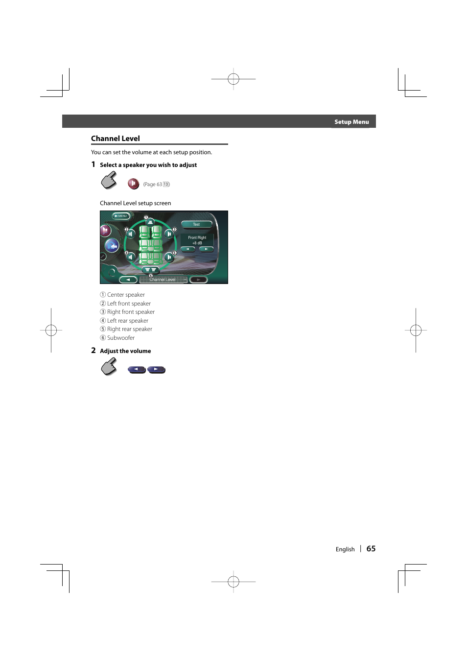 Before use, Channel level | Kenwood DDX8017 User Manual | Page 65 / 108