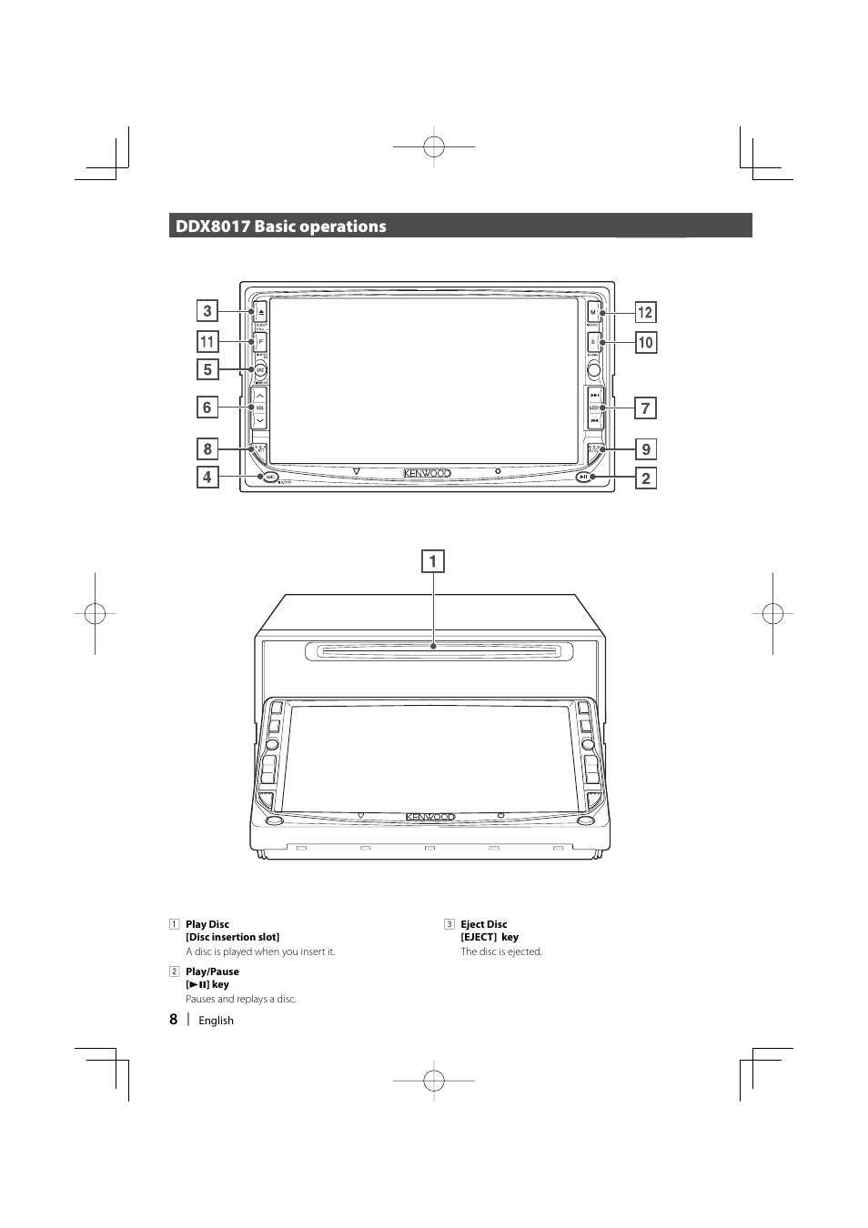 Ddx8017 basic operations | Kenwood DDX8017 User Manual | Page 8 / 108