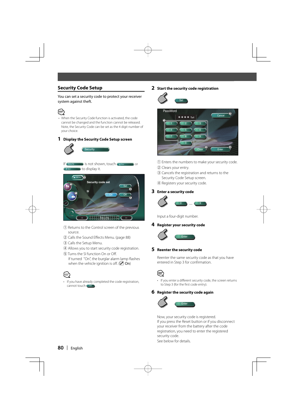 Before use, Security code setup | Kenwood DDX8017 User Manual | Page 80 / 108