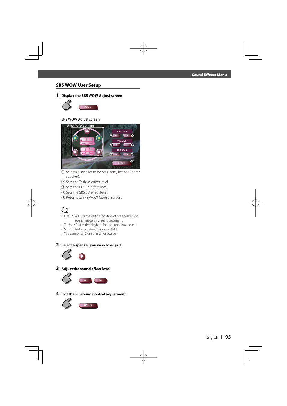 Srs wow user setup | Kenwood DDX8017 User Manual | Page 95 / 108