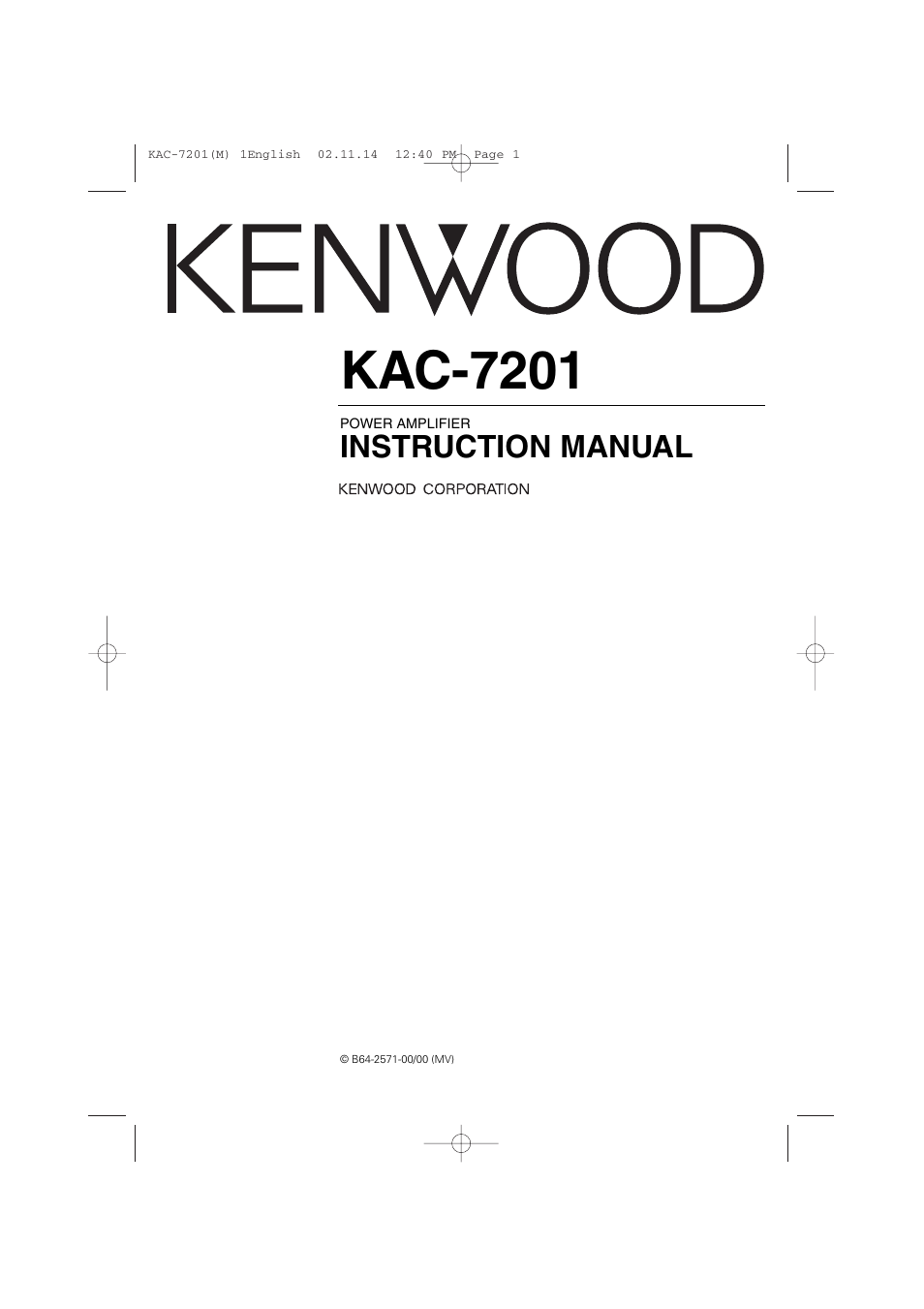 Kenwood KAC-7201 User Manual | 12 pages