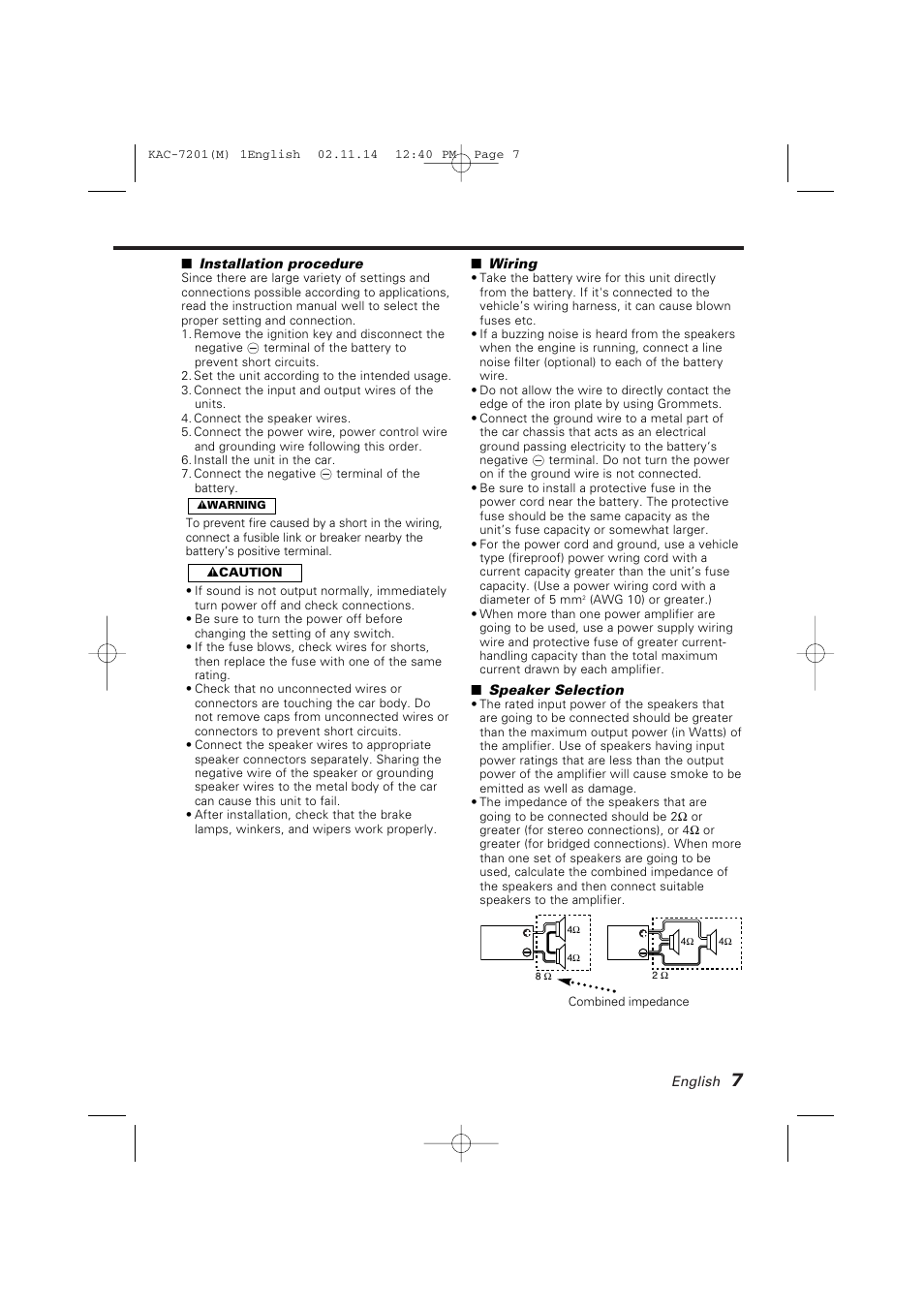 Kenwood KAC-7201 User Manual | Page 7 / 12