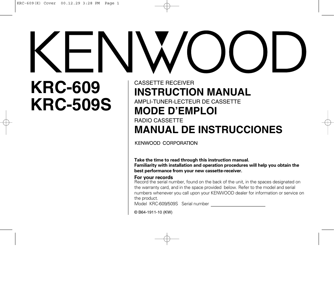 Kenwood KRC-609 User Manual | 33 pages