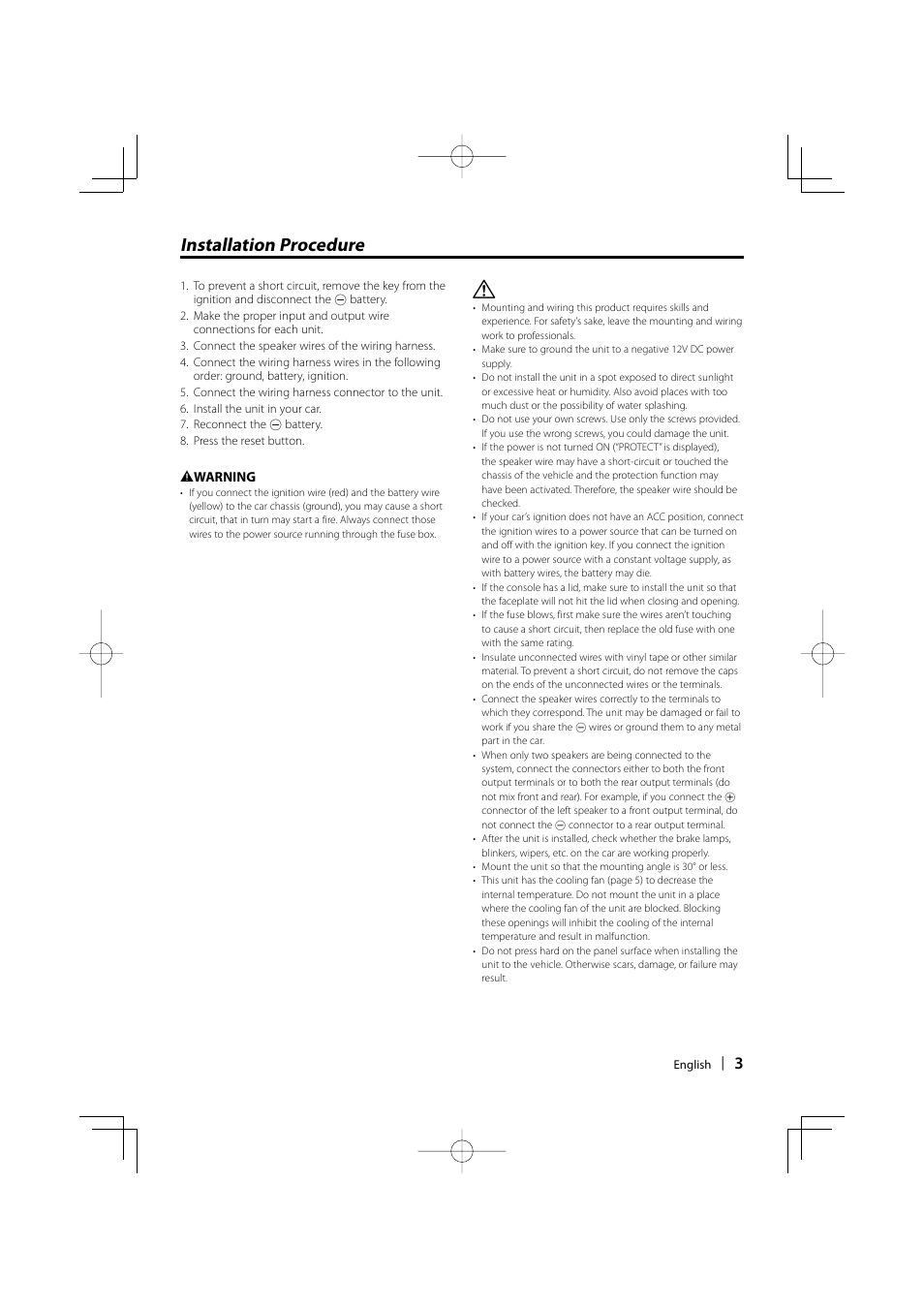 Installation procedure | Kenwood DDX5032 User Manual | Page 3 / 32