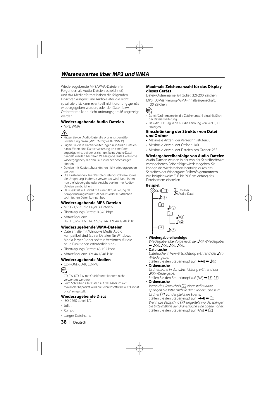 Wissenswertes über mp3 und wma | Kenwood KDC-W3534 User Manual | Page 38 / 96