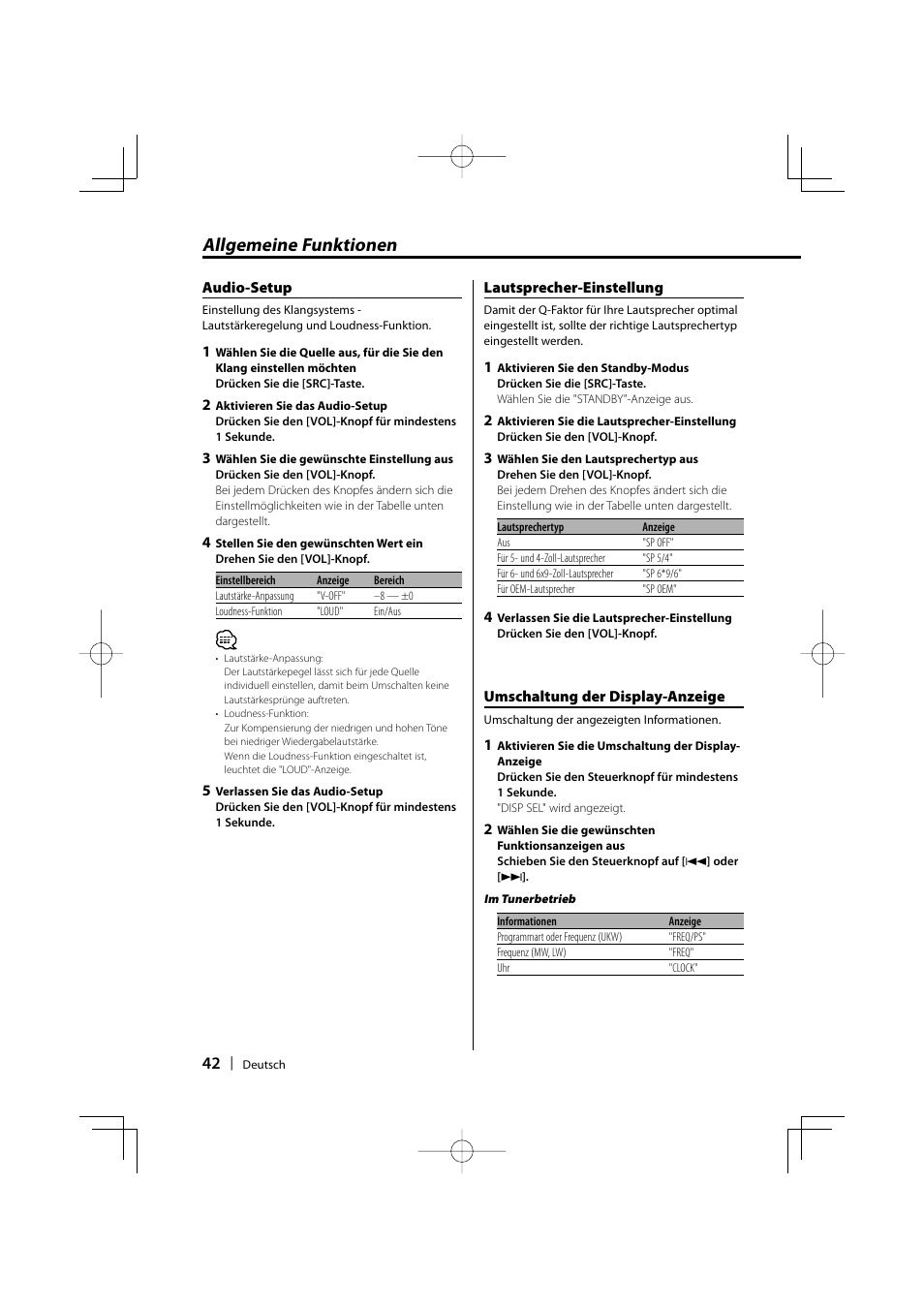 Allgemeine funktionen | Kenwood KDC-W3534 User Manual | Page 42 / 96