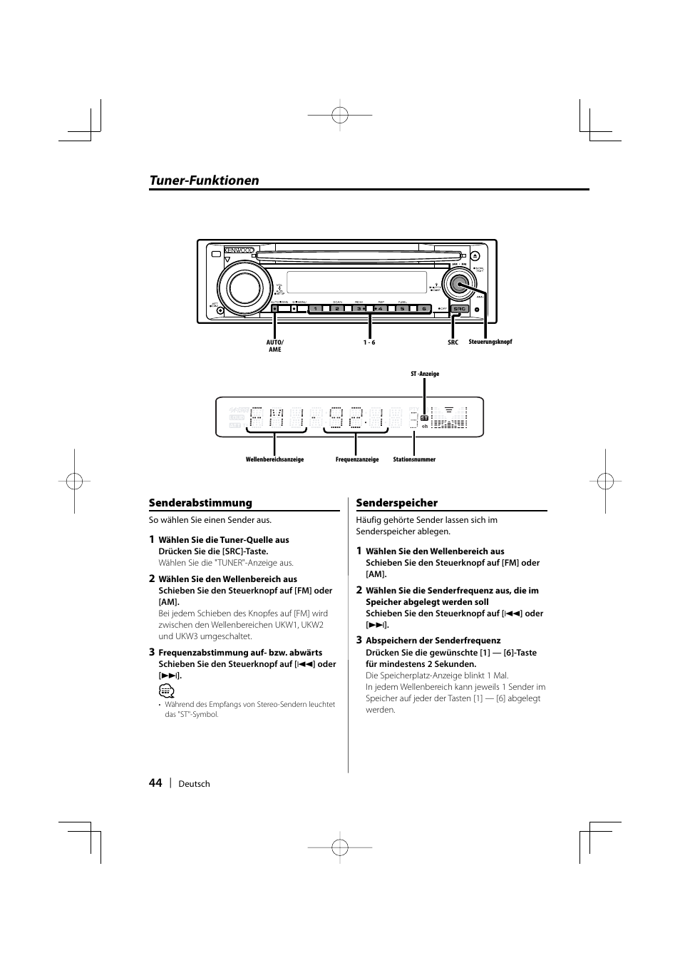 Tuner-funktionen | Kenwood KDC-W3534 User Manual | Page 44 / 96