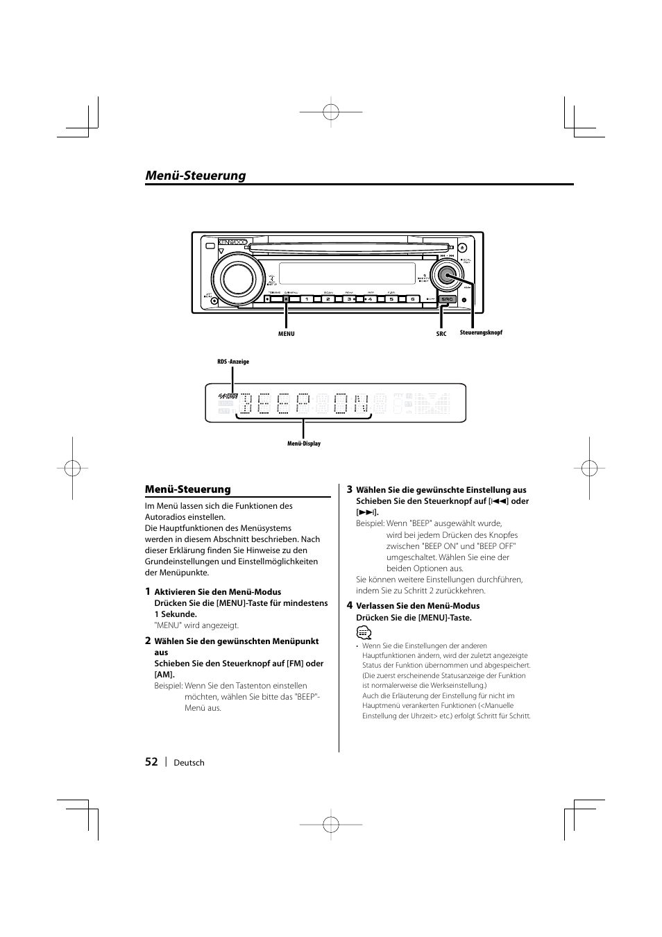 Menü-steuerung | Kenwood KDC-W3534 User Manual | Page 52 / 96