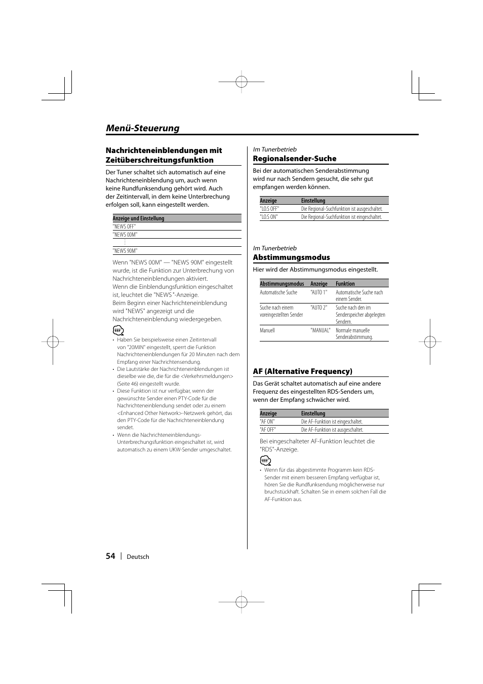 Menü-steuerung | Kenwood KDC-W3534 User Manual | Page 54 / 96