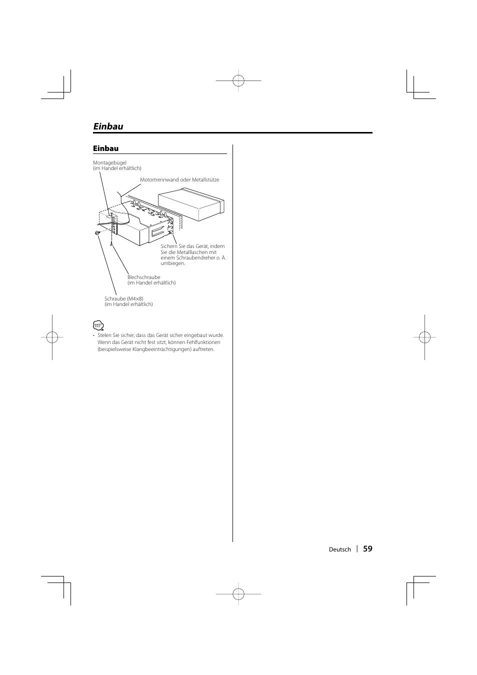 Einbau | Kenwood KDC-W3534 User Manual | Page 59 / 96