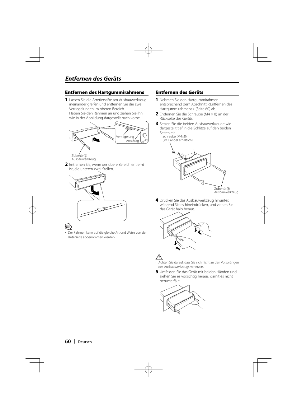 Entfernen des geräts | Kenwood KDC-W3534 User Manual | Page 60 / 96