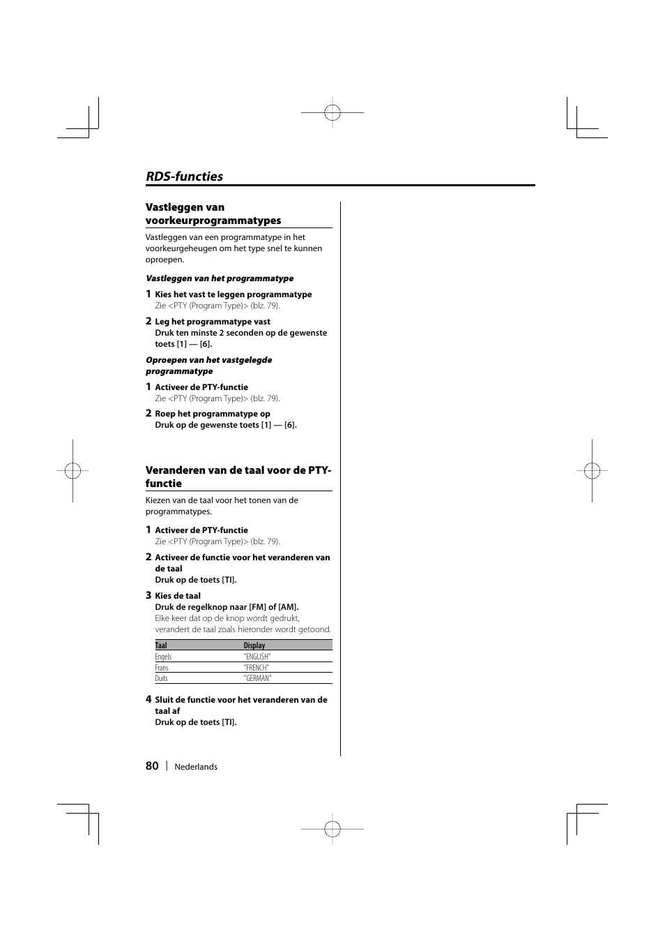 Rds-functies | Kenwood KDC-W3534 User Manual | Page 80 / 96