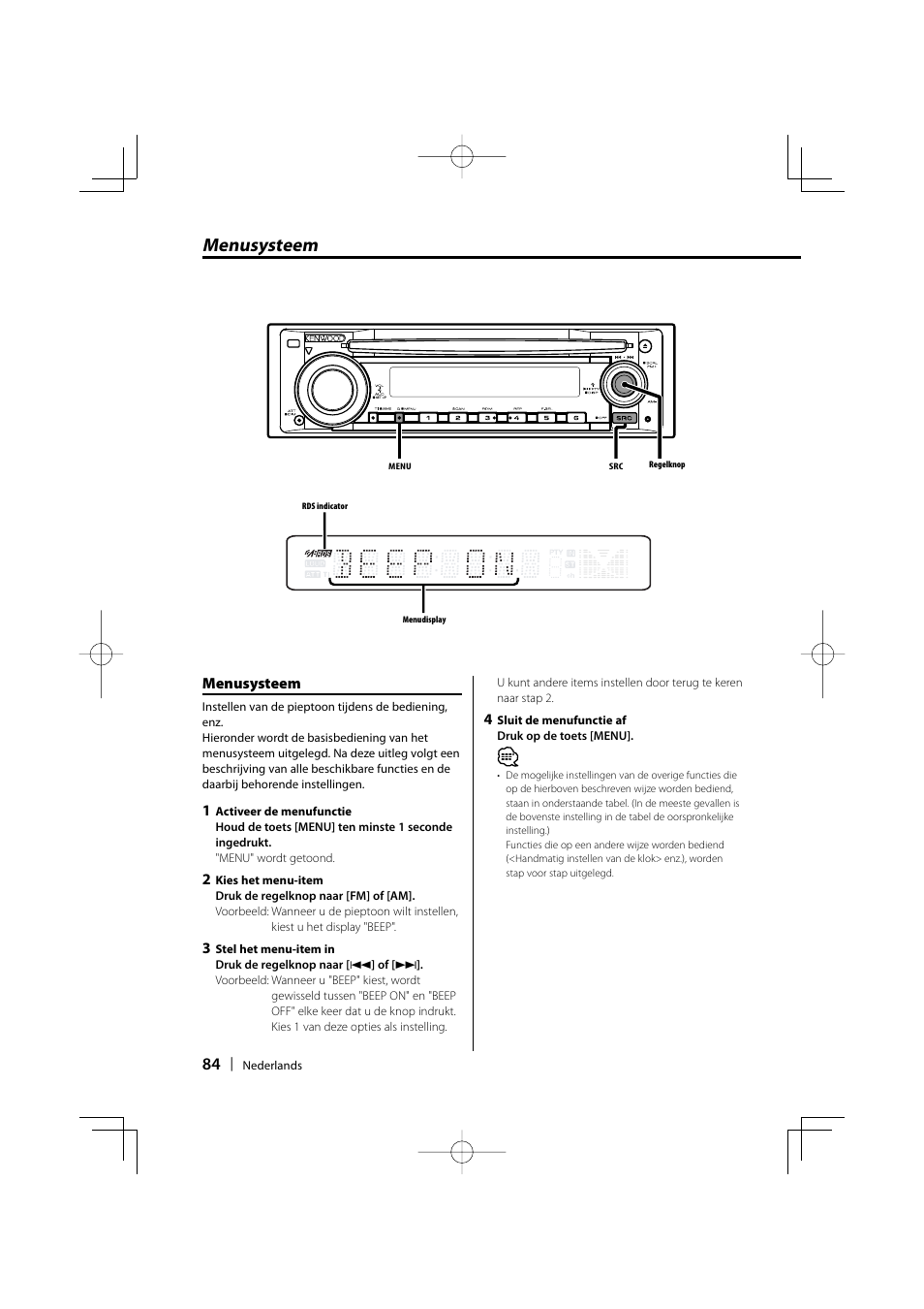 Menusysteem | Kenwood KDC-W3534 User Manual | Page 84 / 96