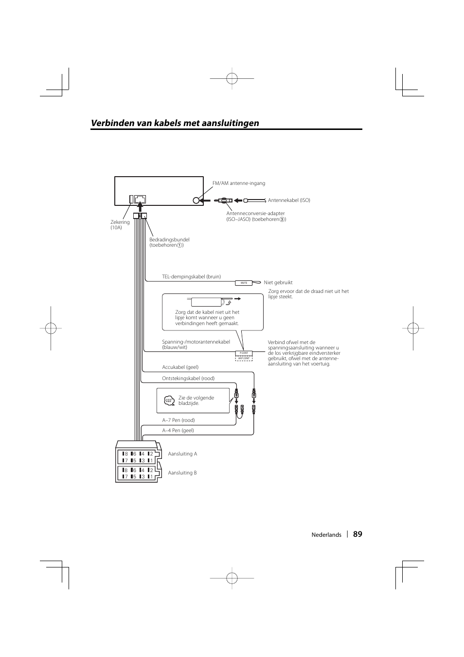 Verbinden van kabels met aansluitingen | Kenwood KDC-W3534 User Manual | Page 89 / 96