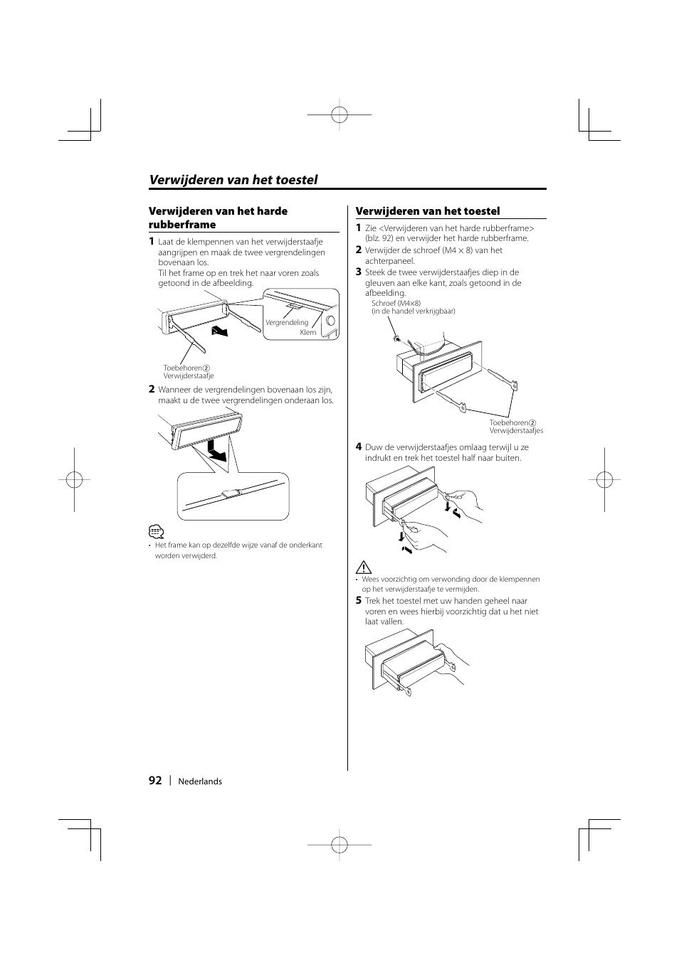 Verwijderen van het toestel | Kenwood KDC-W3534 User Manual | Page 92 / 96