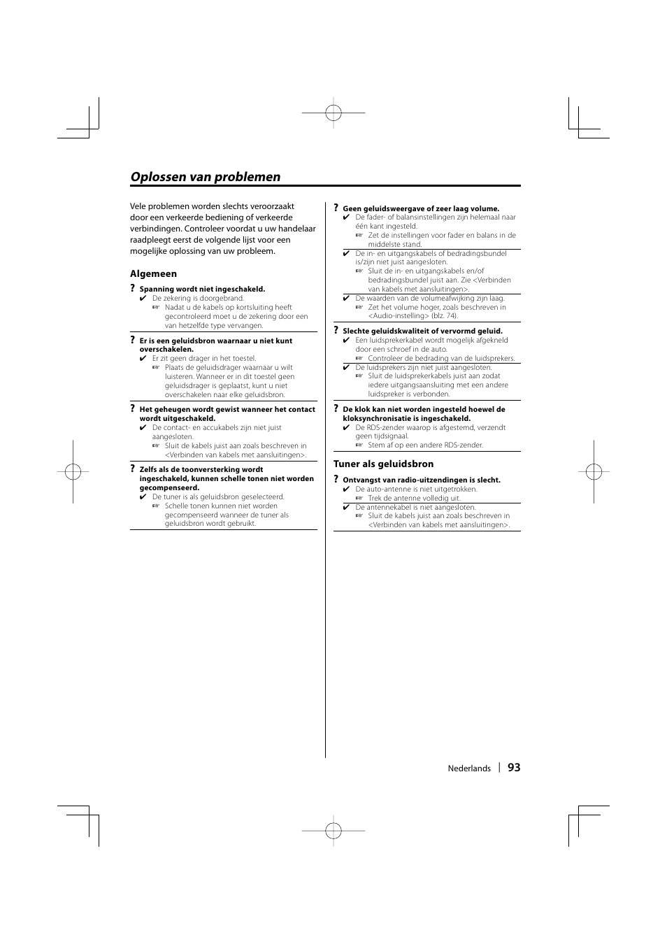 Oplossen van problemen | Kenwood KDC-W3534 User Manual | Page 93 / 96