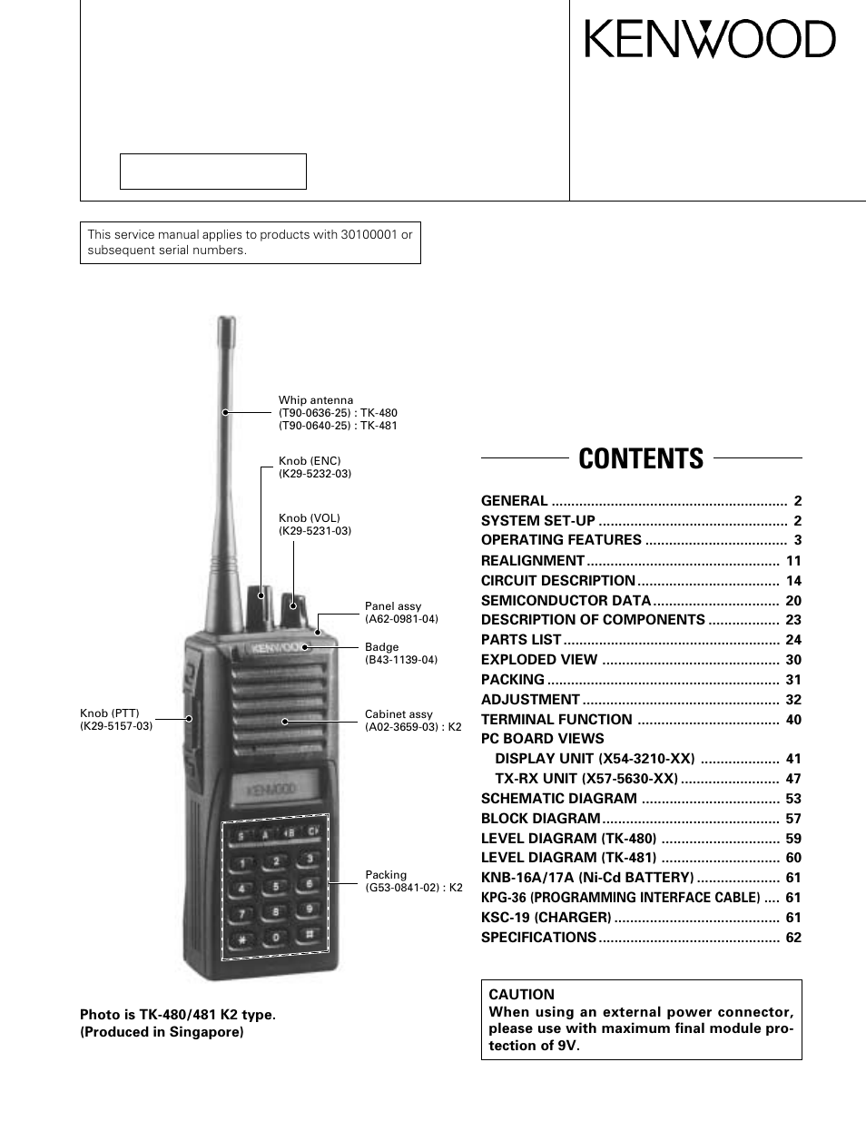 Kenwood TK-480 User Manual | Page 2 / 55