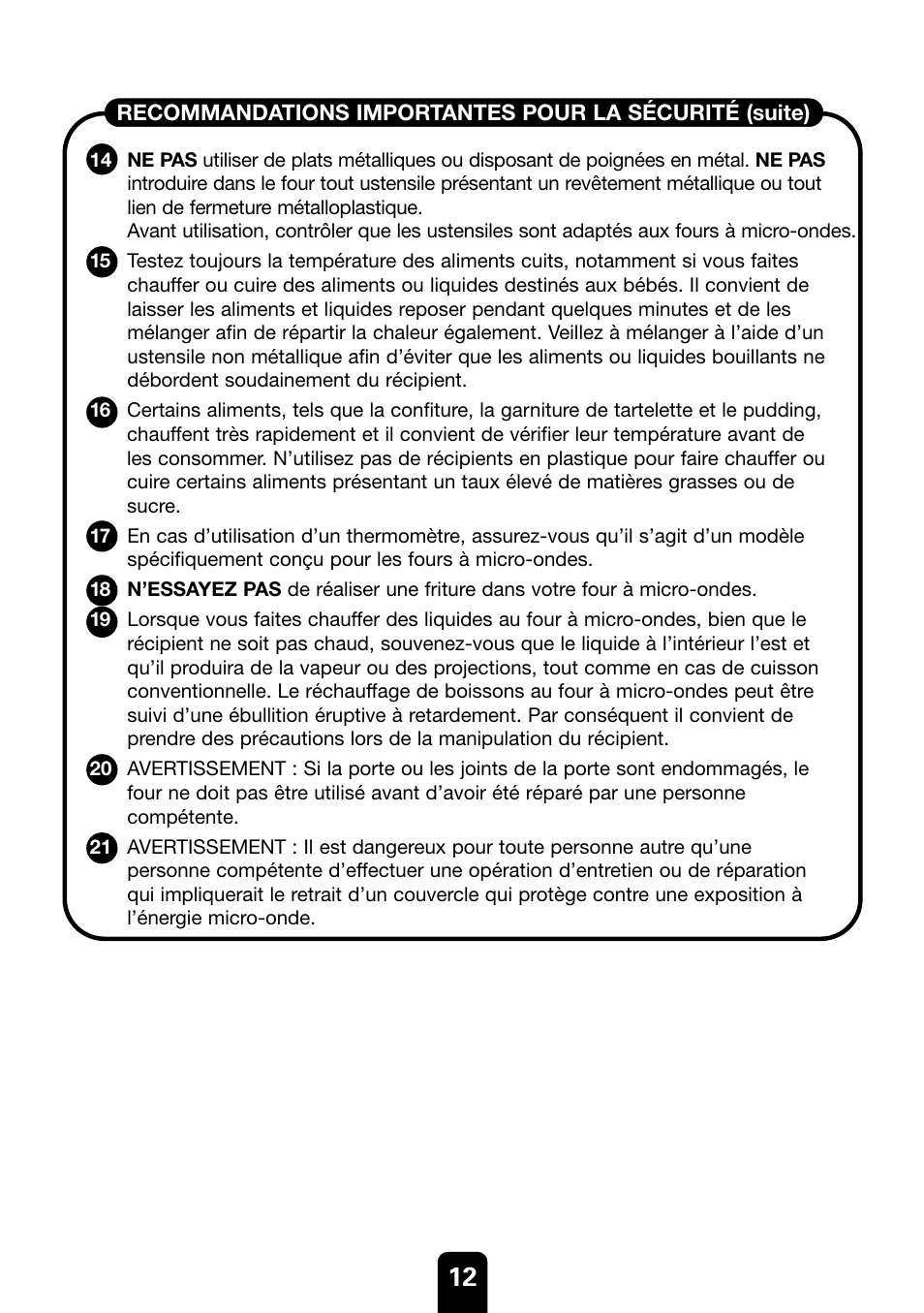 Kenwood MW430M User Manual | Page 12 / 38