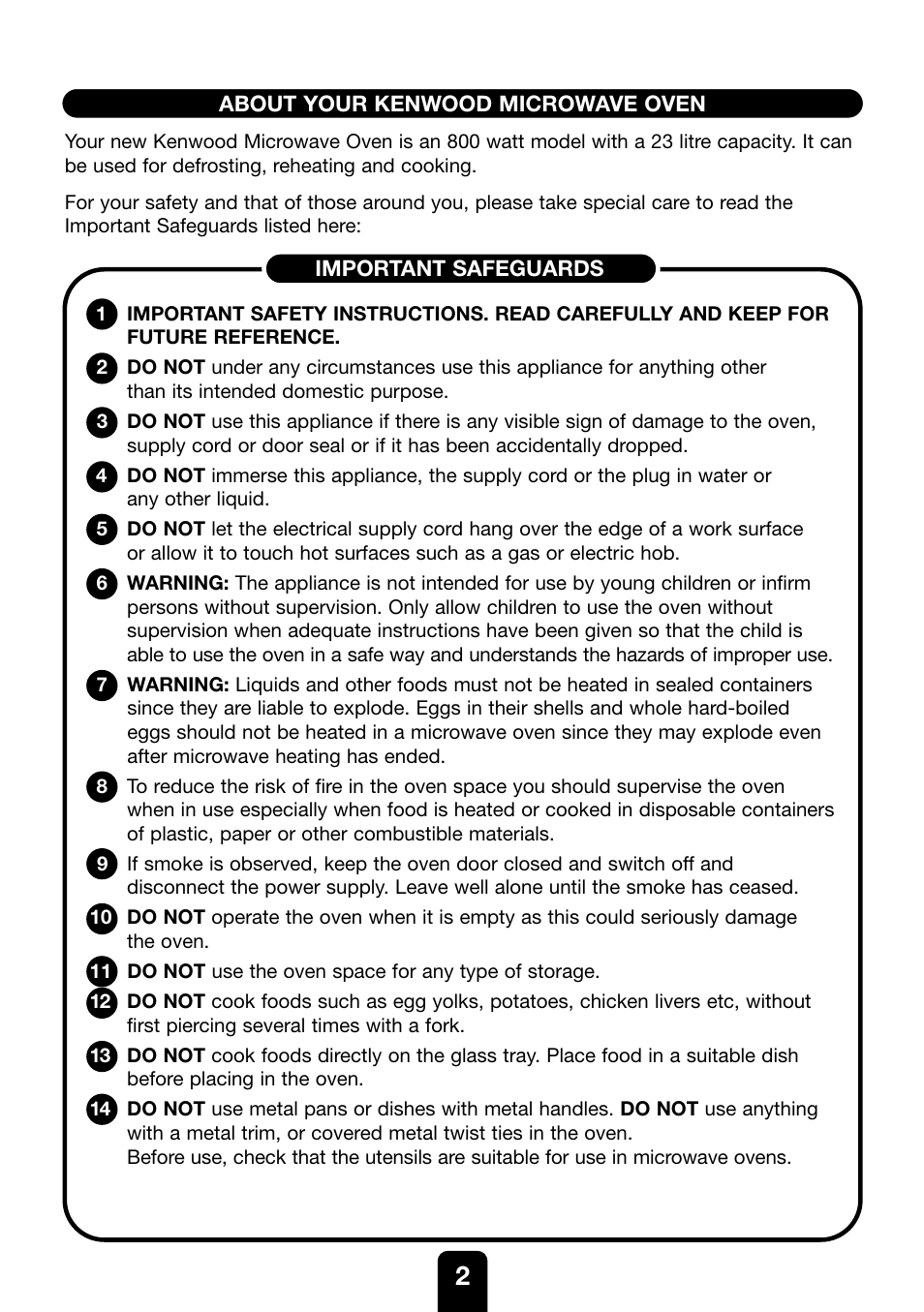 Kenwood MW430M User Manual | Page 2 / 38