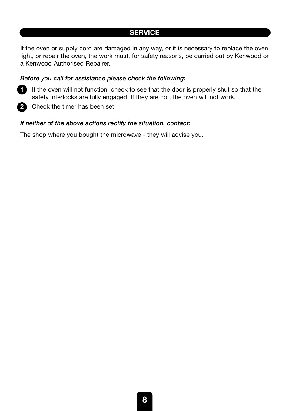 Kenwood MW430M User Manual | Page 8 / 38