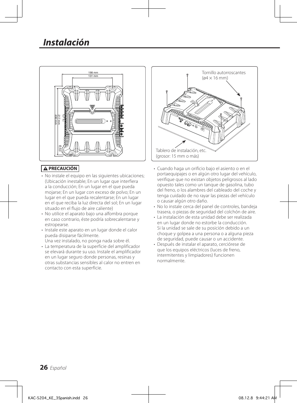 Instalación | Kenwood KAC-5204 User Manual | Page 26 / 32